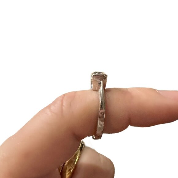 Natural Diamond 14k White Gold Tension Band Engagement Ring - Picture 8 of 9